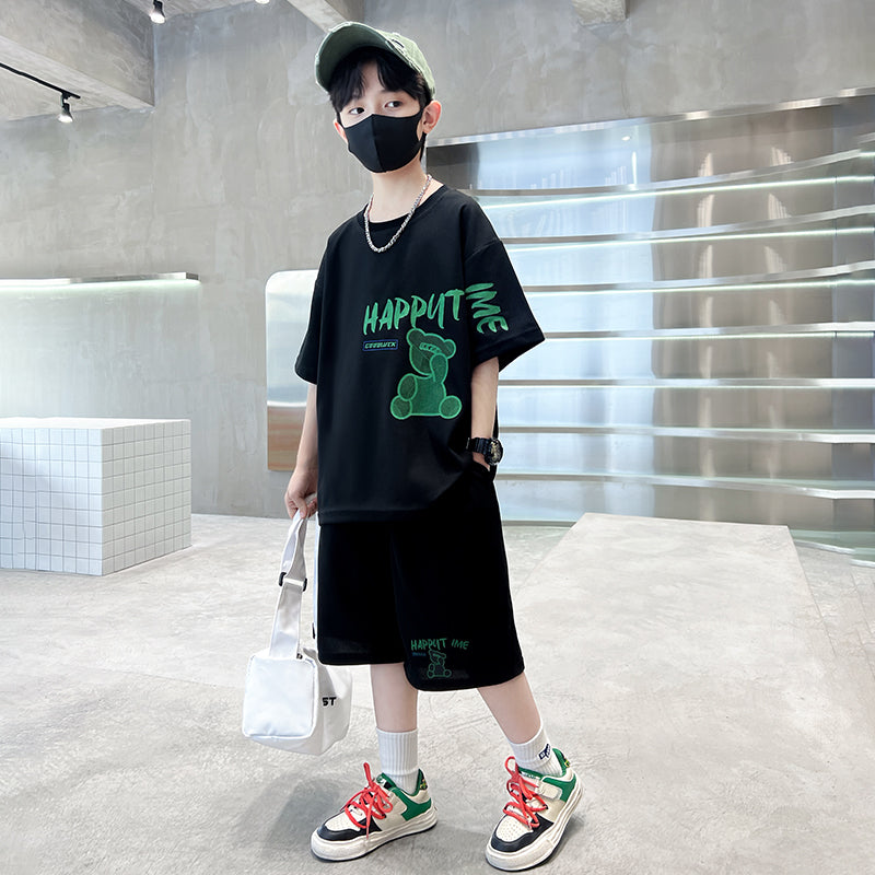 Boys Printed Pure Cotton T-shirt With Shorts