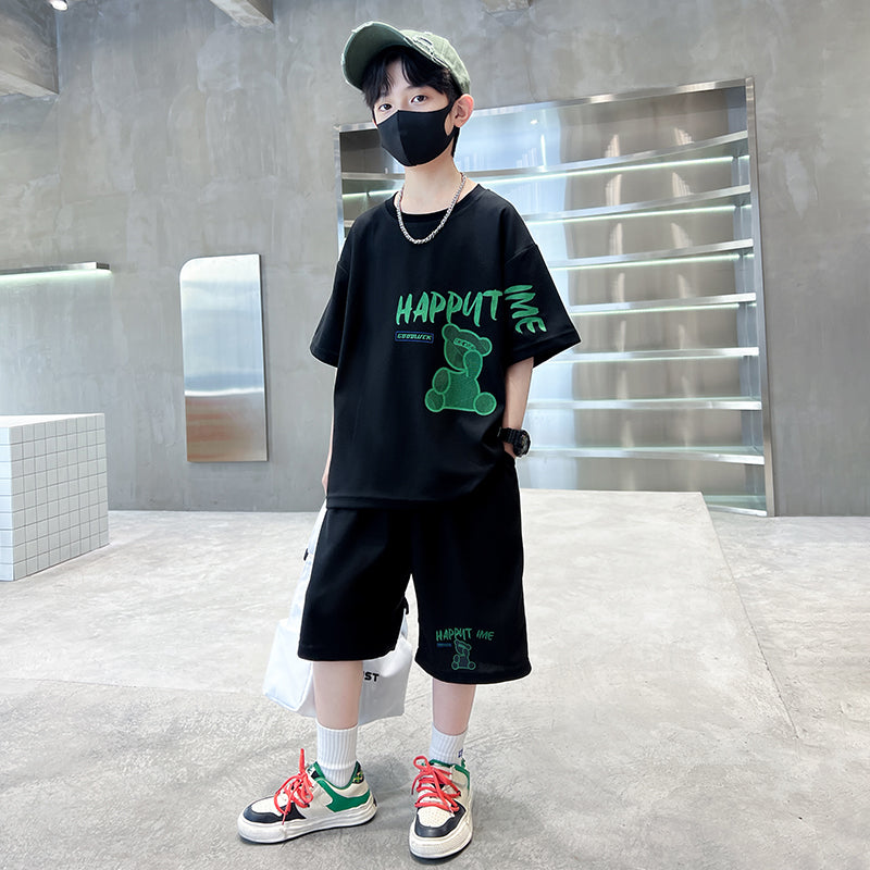 Boys Printed Pure Cotton T-shirt With Shorts