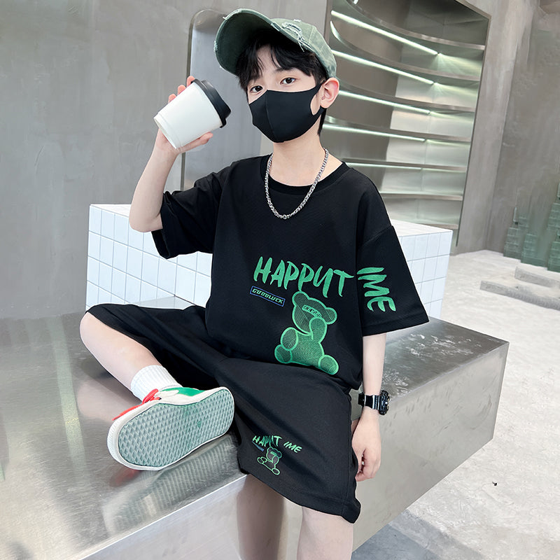 Boys Printed Pure Cotton T-shirt With Shorts