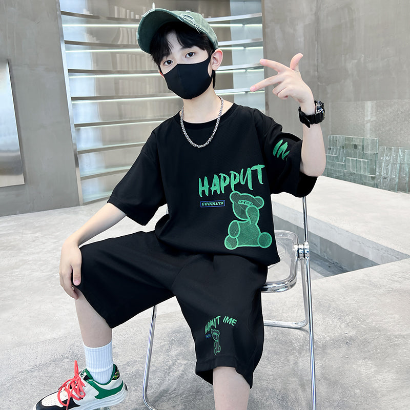 Boys Printed Pure Cotton T-shirt With Shorts