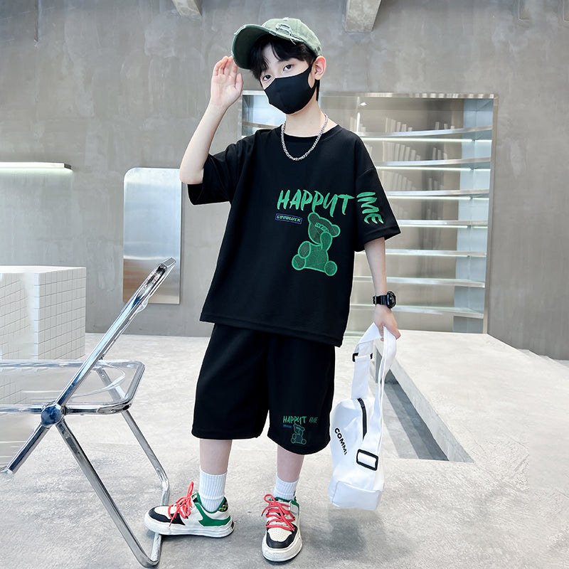 Boys Printed Pure Cotton T-shirt With Shorts