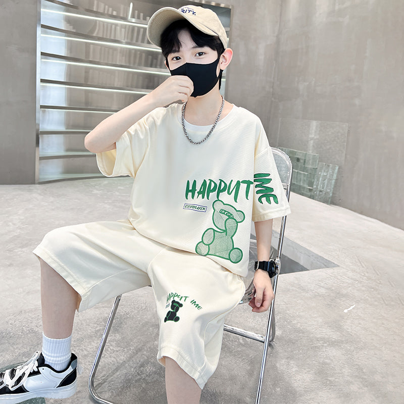 Boys Printed Pure Cotton T-shirt With Shorts