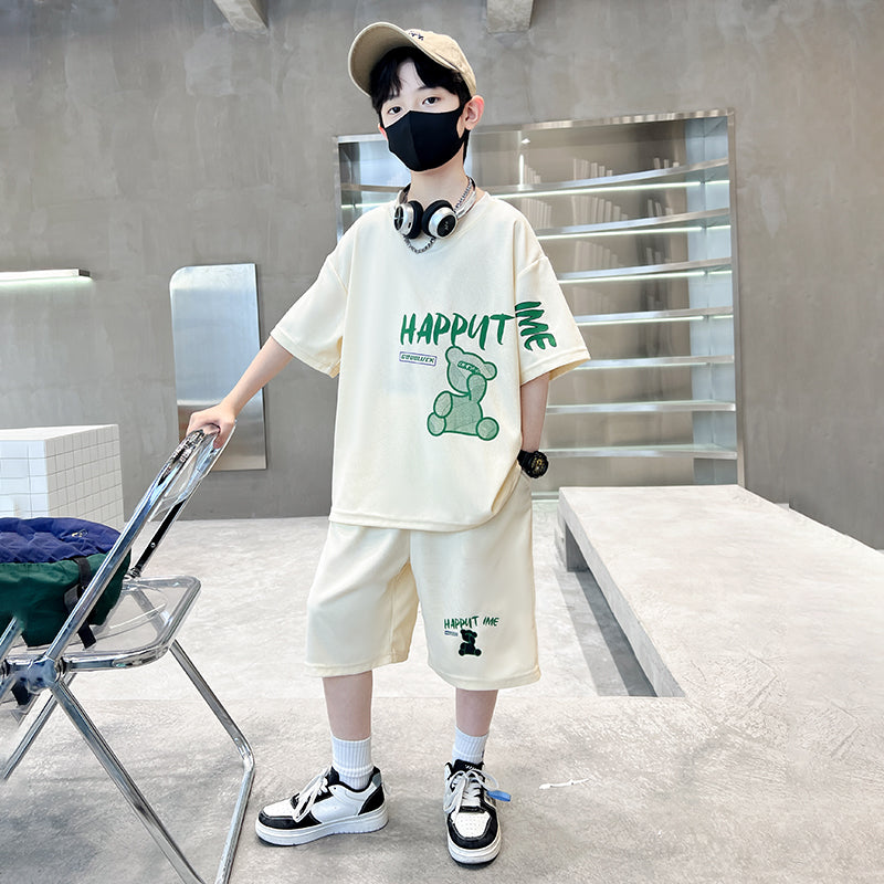 Boys Printed Pure Cotton T-shirt With Shorts