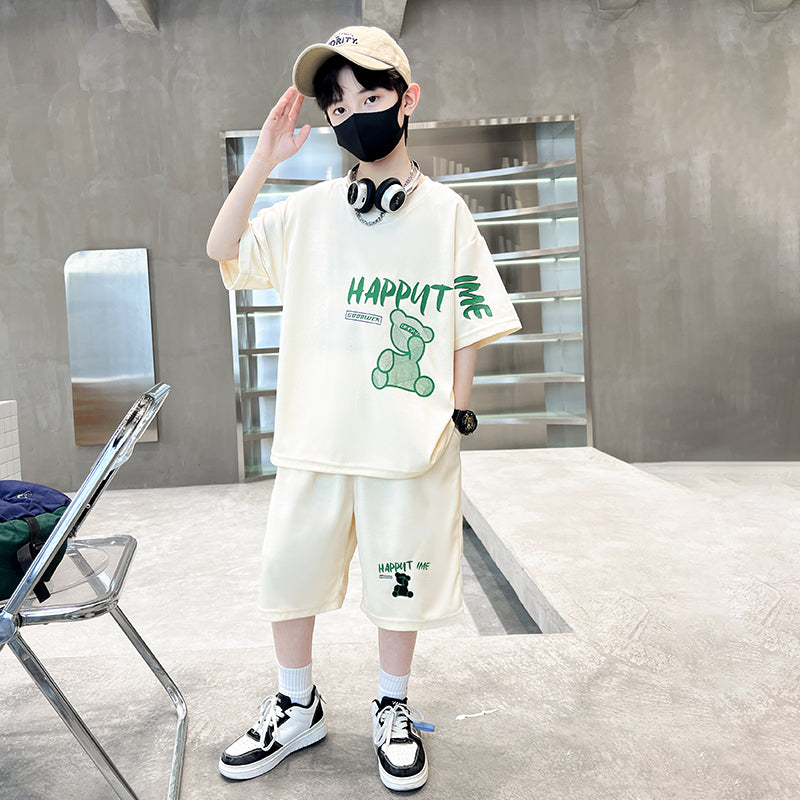 Boys Printed Pure Cotton T-shirt With Shorts