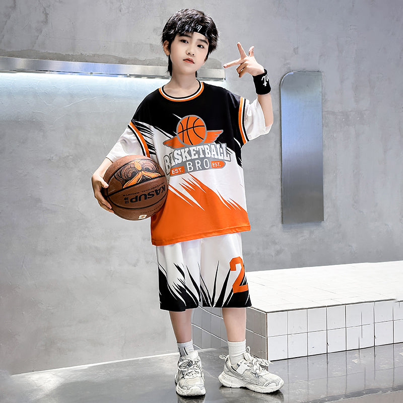 Boys Printed Round Neck Pure Cotton T-shirt with Shorts