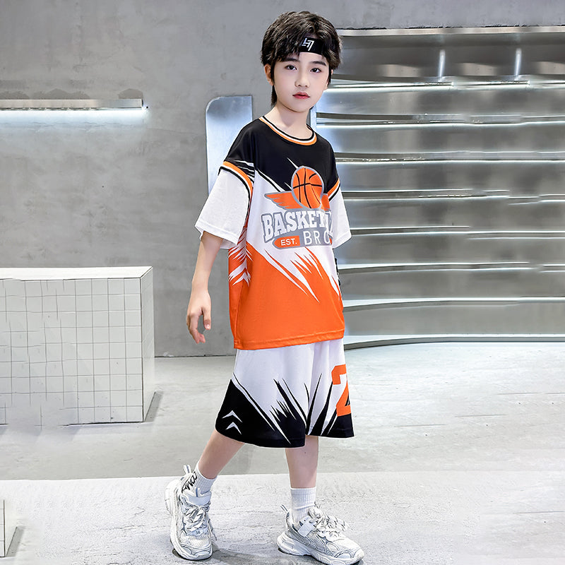 Boys Printed Round Neck Pure Cotton T-shirt with Shorts