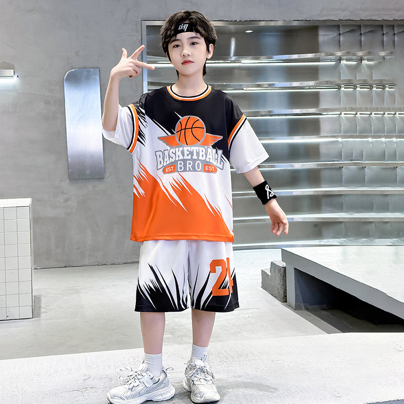 Boys Printed Round Neck Pure Cotton T-shirt with Shorts