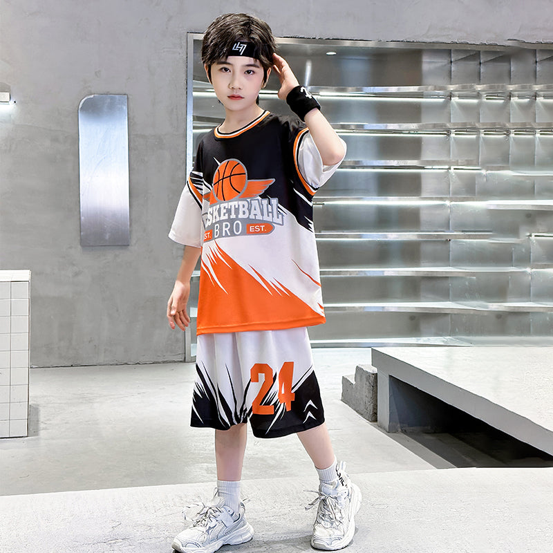 Boys Printed Round Neck Pure Cotton T-shirt with Shorts