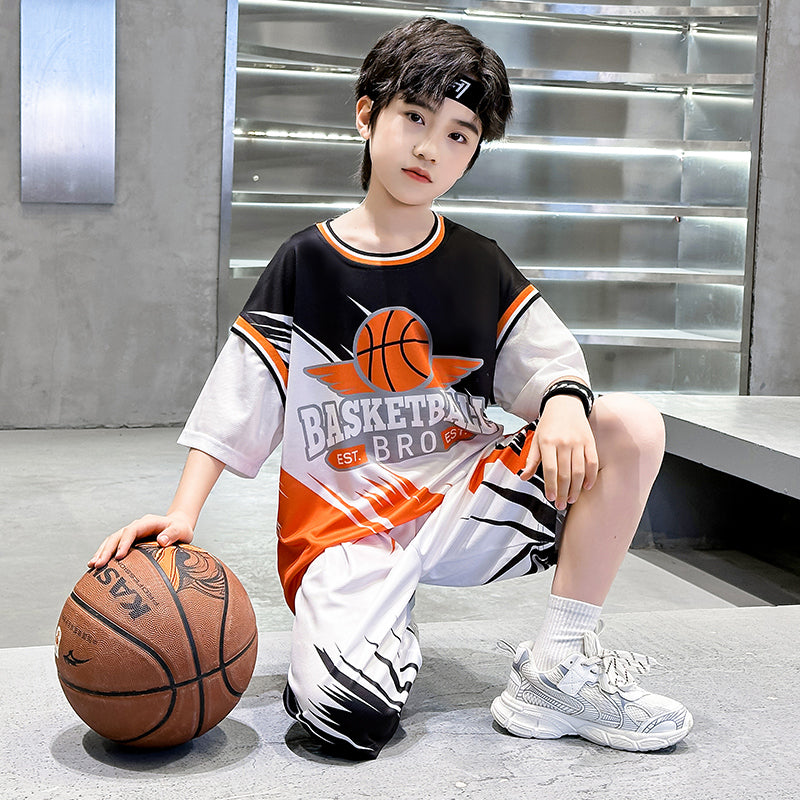 Boys Printed Round Neck Pure Cotton T-shirt with Shorts