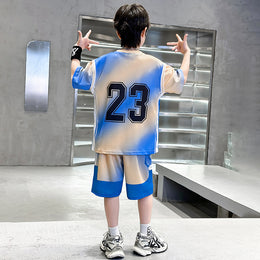 Boys Printed Round Neck T-shirt With Shorts