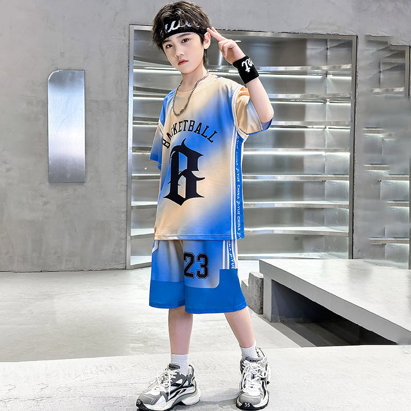 Boys Printed Round Neck T-shirt With Shorts