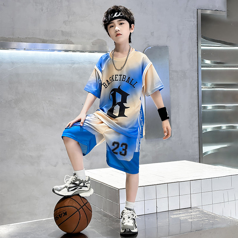 Boys Printed Round Neck T-shirt With Shorts