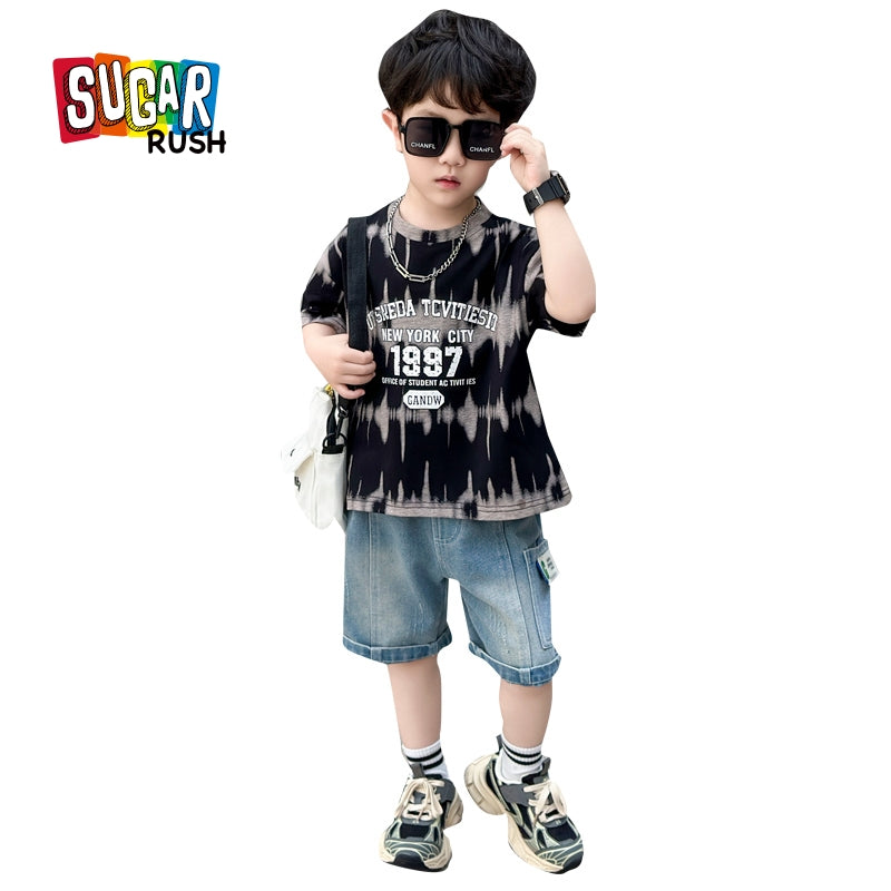 Boys Printed T-shirt with Shorts