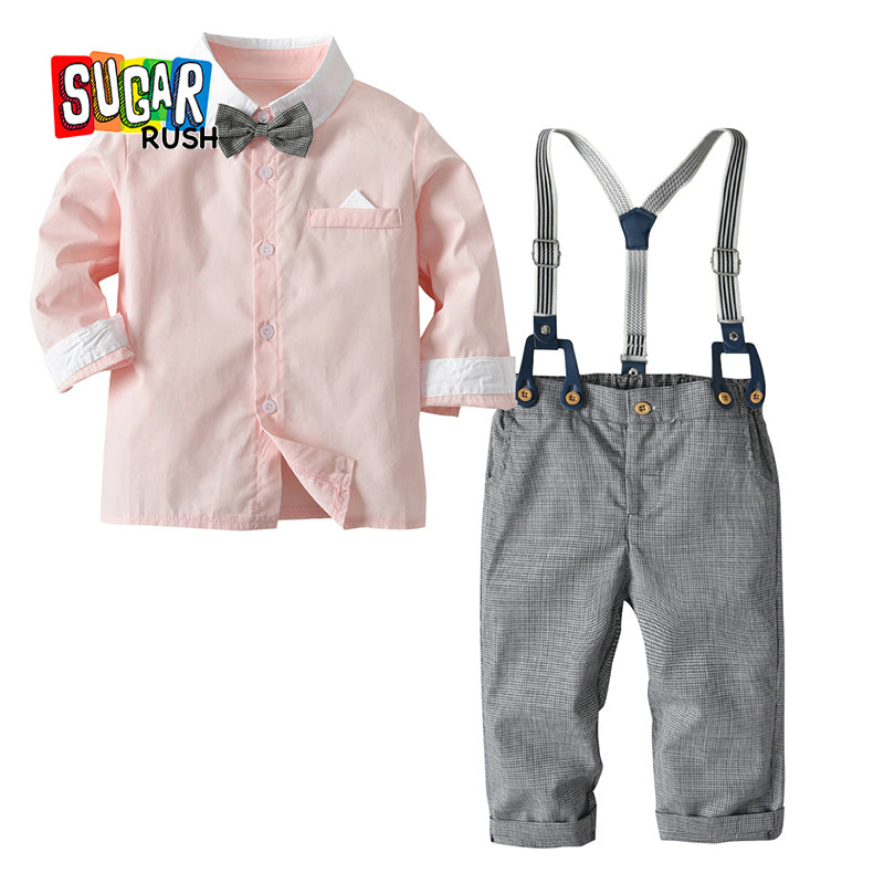 Boys Pink & Grey Shirt with Trousers