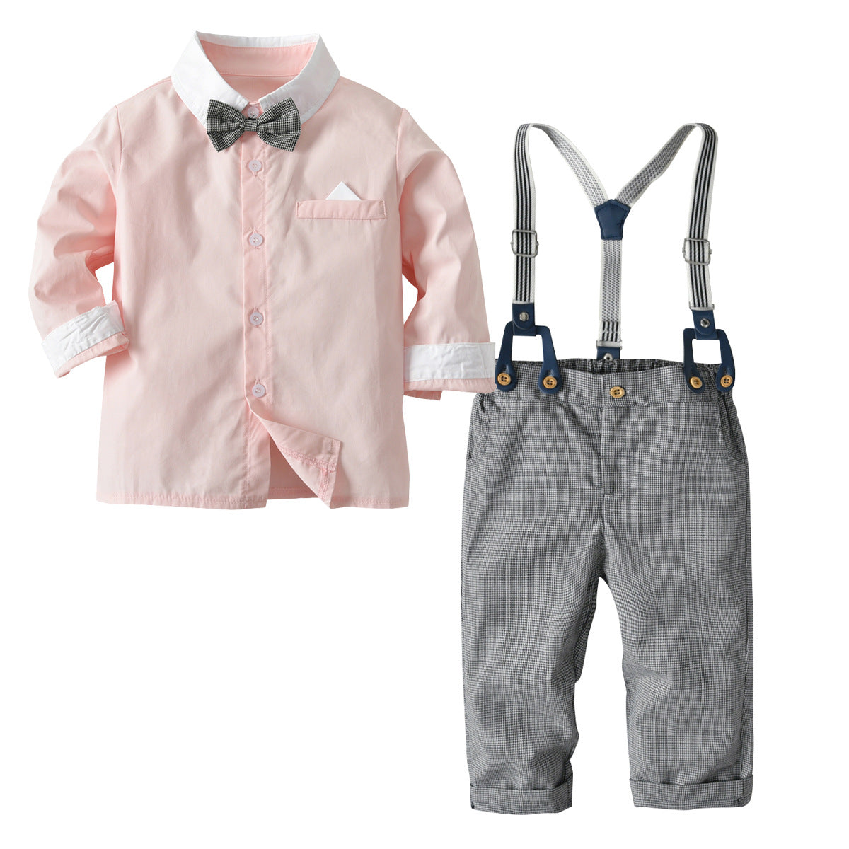 Boys Pink & Grey Shirt with Trousers