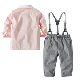 Boys Pink & Grey Shirt with Trousers