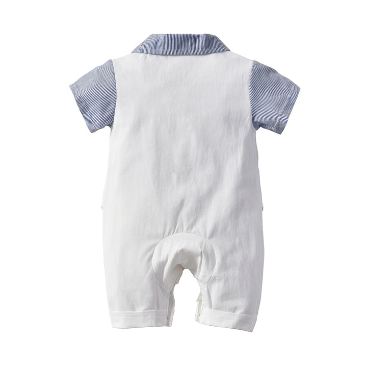 Infant Boys Blue Striped Cotton Rompers