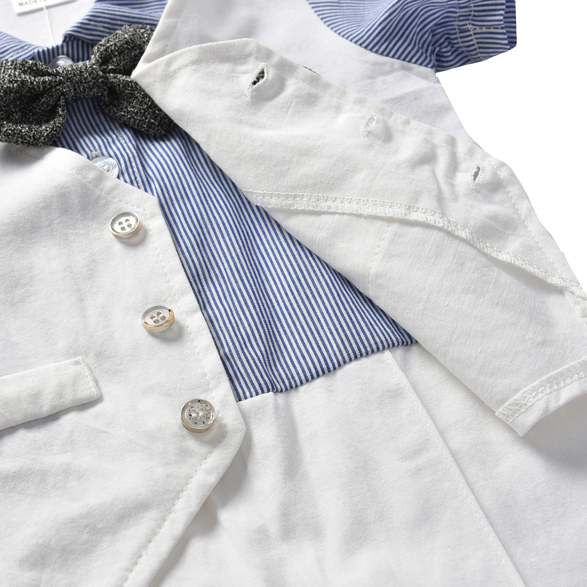 Infant Boys Blue Striped Cotton Rompers