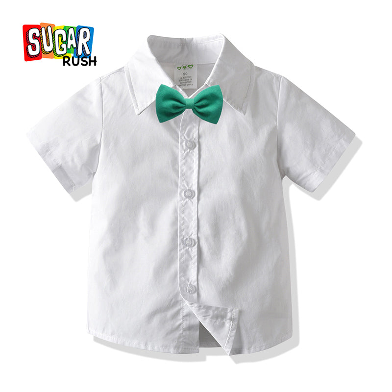 Boys White Spread Collar Party Shirt