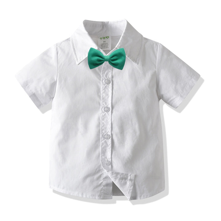Boys White Spread Collar Party Shirt