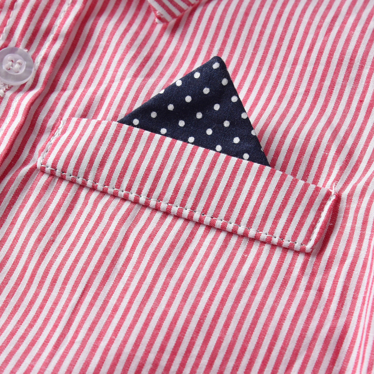 Boys Pink Striped Shirt with Shorts And Suspenders