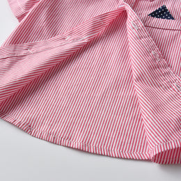 Boys Pink Striped Shirt with Shorts And Suspenders