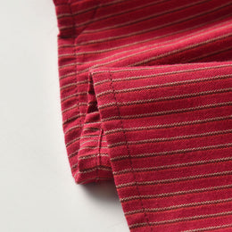 Boys Red & Navy Blue Striped Shirt With Shorts & Suspenders