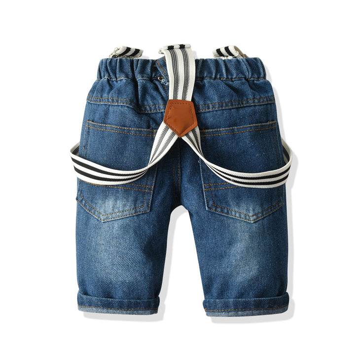 Infant Boys White Printed Bodysuit with Trouser