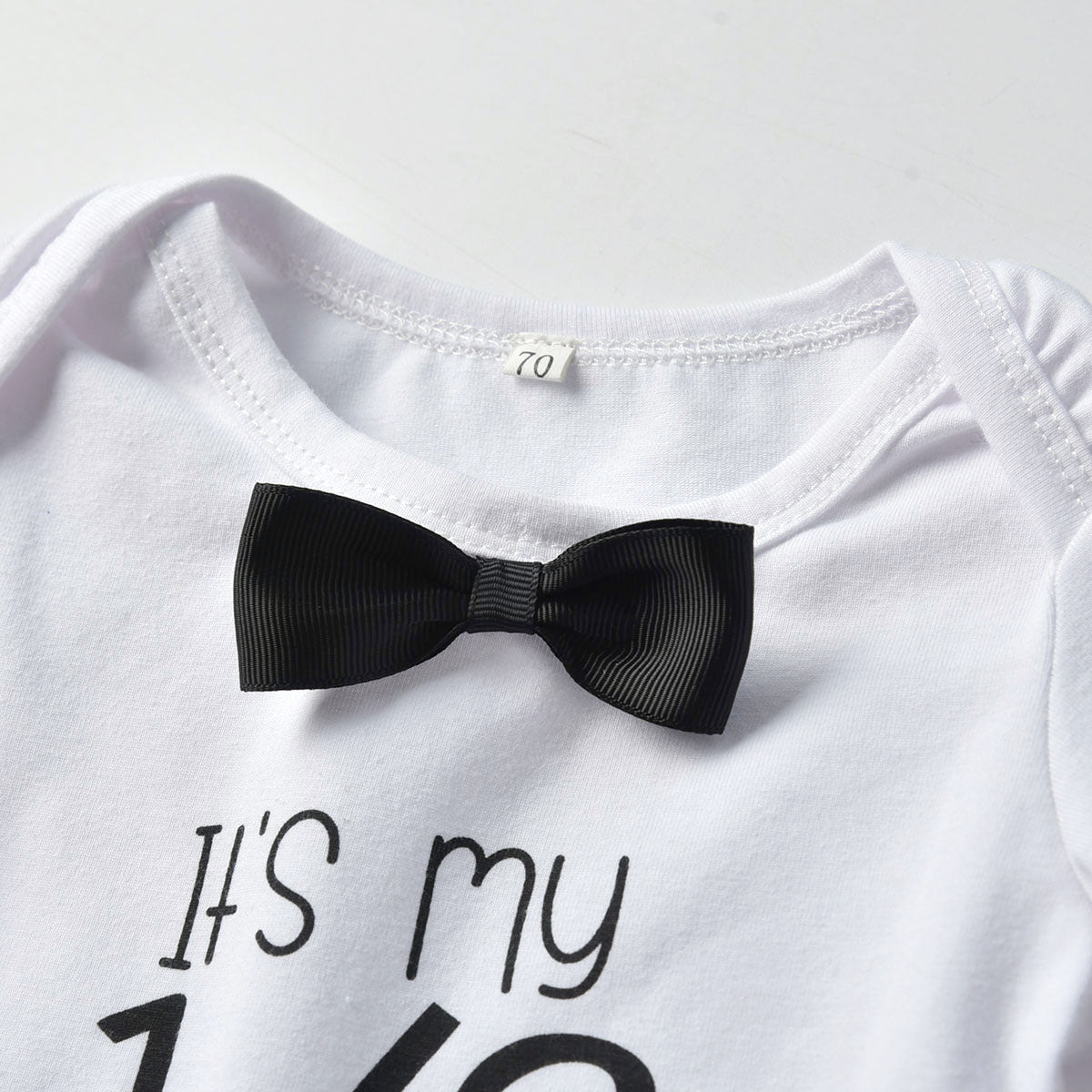Infant Boys White Printed Bodysuit with Trouser