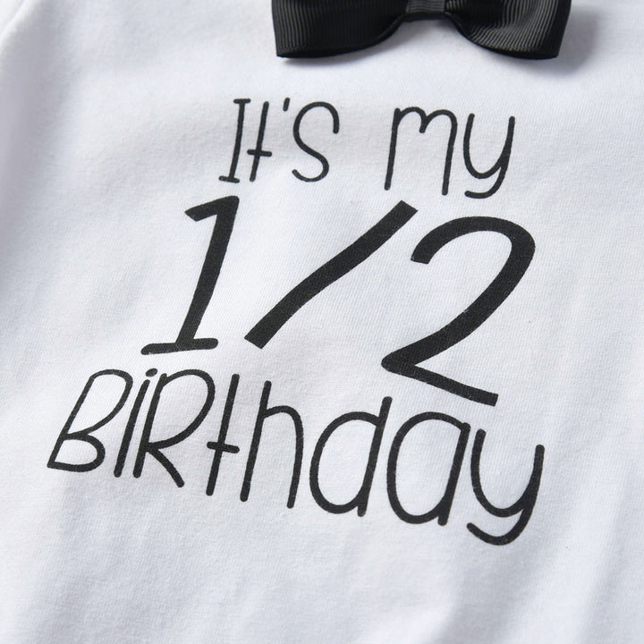 Infant Boys White Printed Bodysuit with Trouser