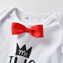 Boys White & Blue Printed T-shirt with Trousers