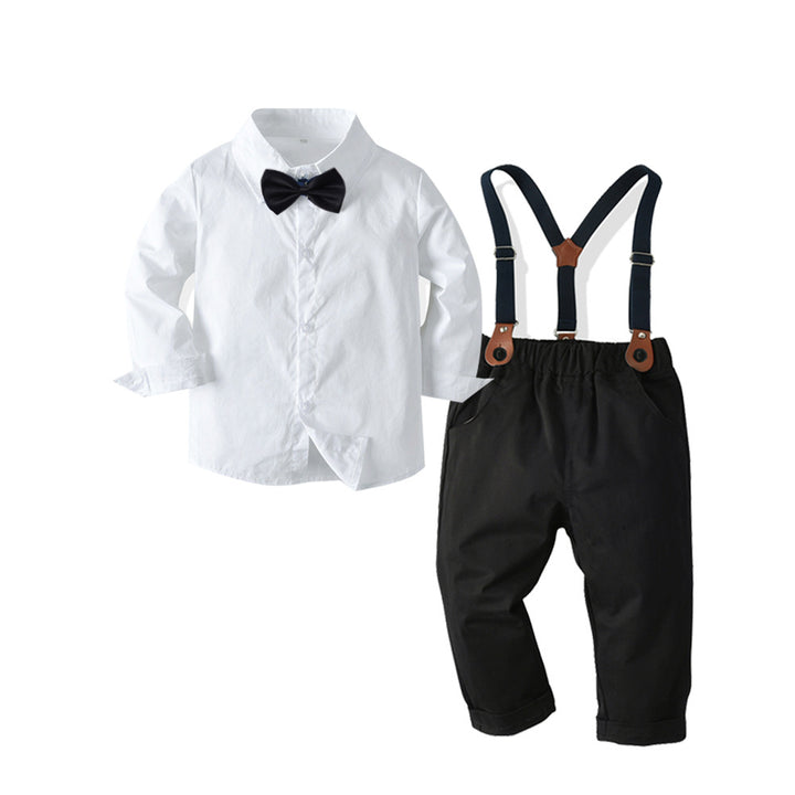 Boys White Shirt & Trousers With Suspenders