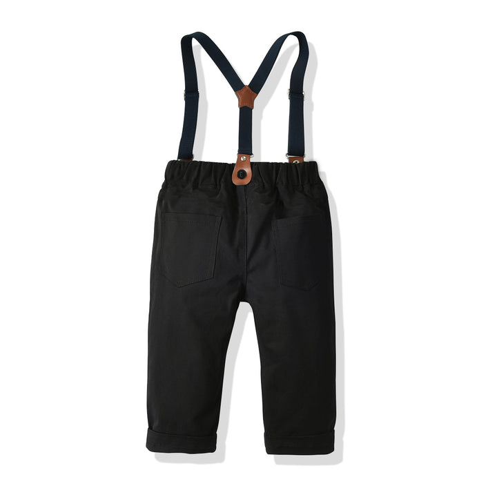Boys White Shirt & Trousers With Suspenders