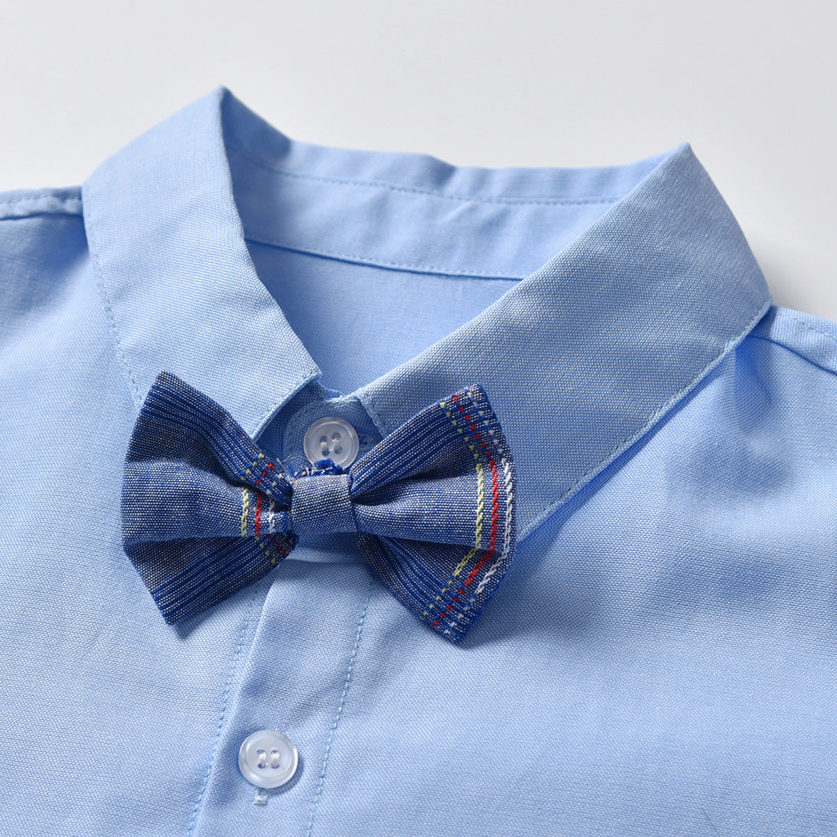 Boys Blue Shirt Collar Long Sleeve Shirt With Trouser & Suspender