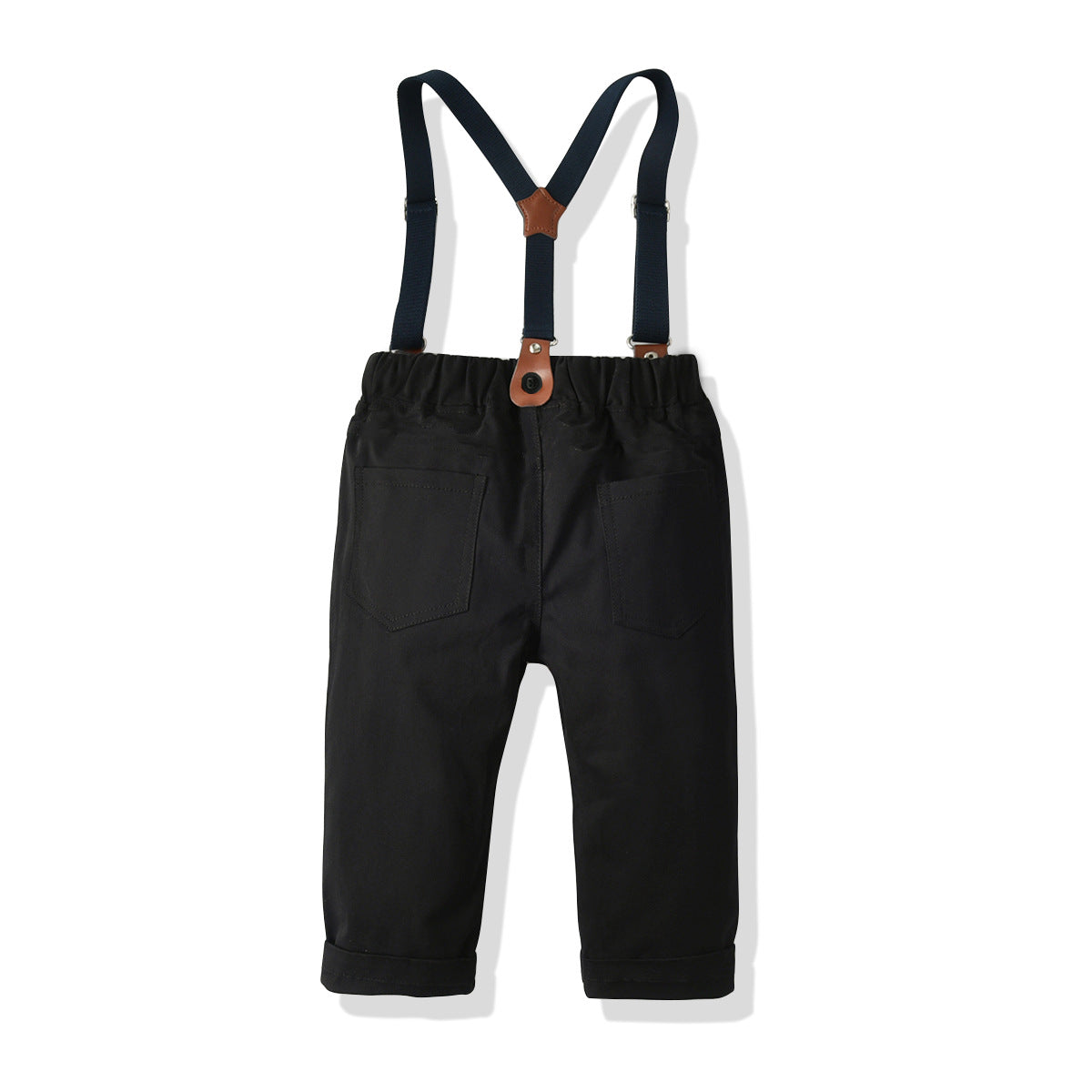 Boys Blue Shirt Collar Long Sleeve Shirt With Trouser & Suspender
