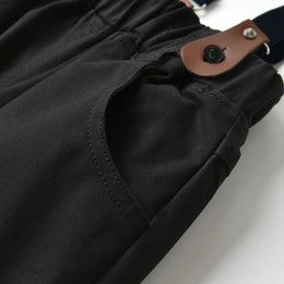 Boys Blue Shirt Collar Long Sleeve Shirt With Trouser & Suspender