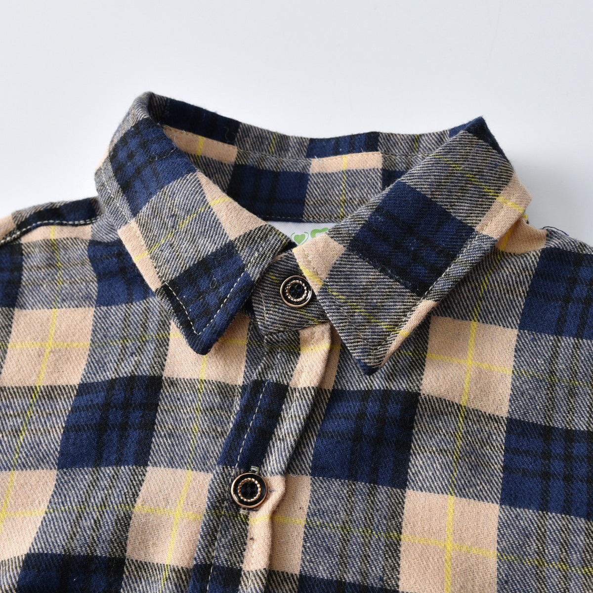 Infant Blue Boys Buffalo Checked Casual Cotton Shirt