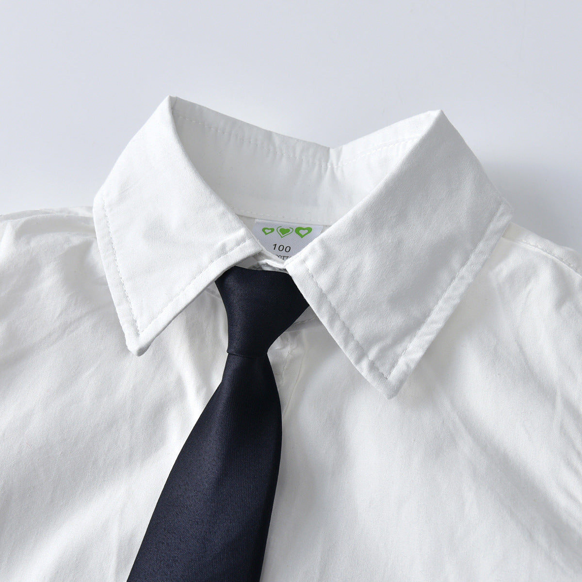 Boys White Spread Collar Cotton Shirt