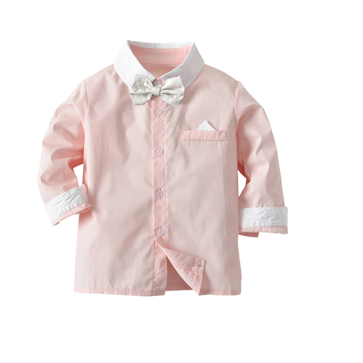 Boys Pink Long Sleeves Shirt With Trousers