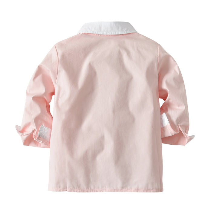Boys Pink Long Sleeves Shirt With Trousers