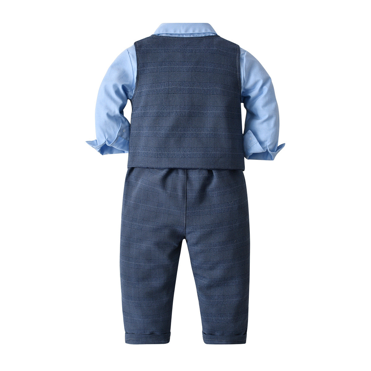 Boys Blue Checked Set Of 3 Suit Set