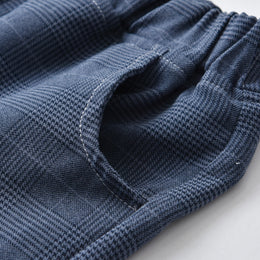 Boys Blue Checked Set Of 3 Suit Set