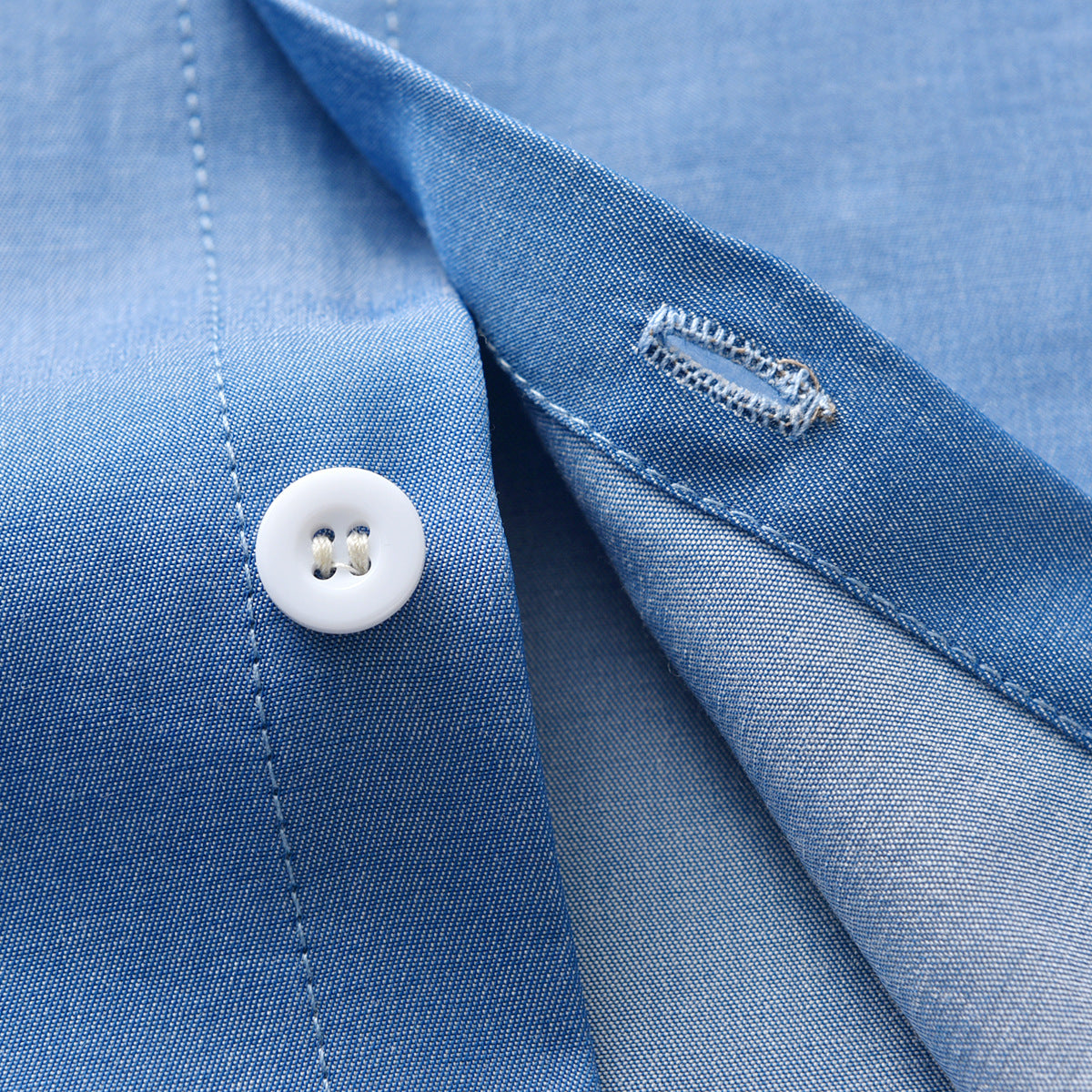 Boys Blue & White Mandarin Collar Shirt with Shorts