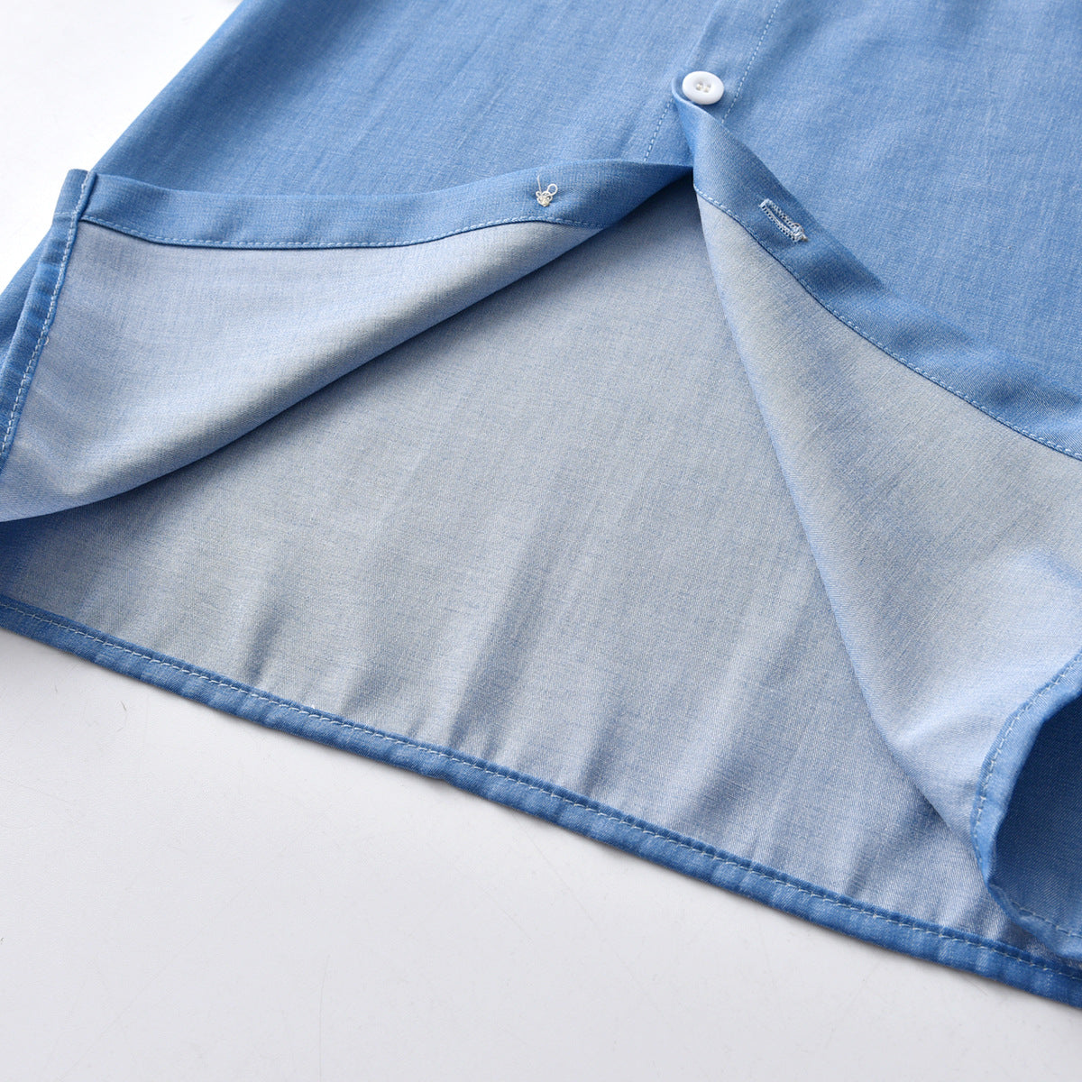 Boys Blue & White Mandarin Collar Shirt with Shorts