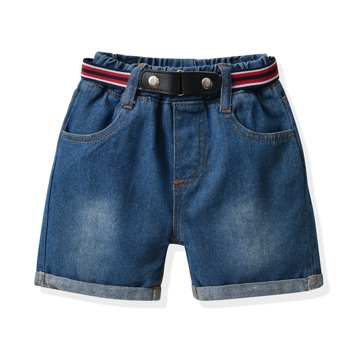 Boys Blue Striped Shirt Collar Shirt With Shorts