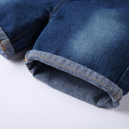 Boys Blue Striped Shirt Collar Shirt With Shorts