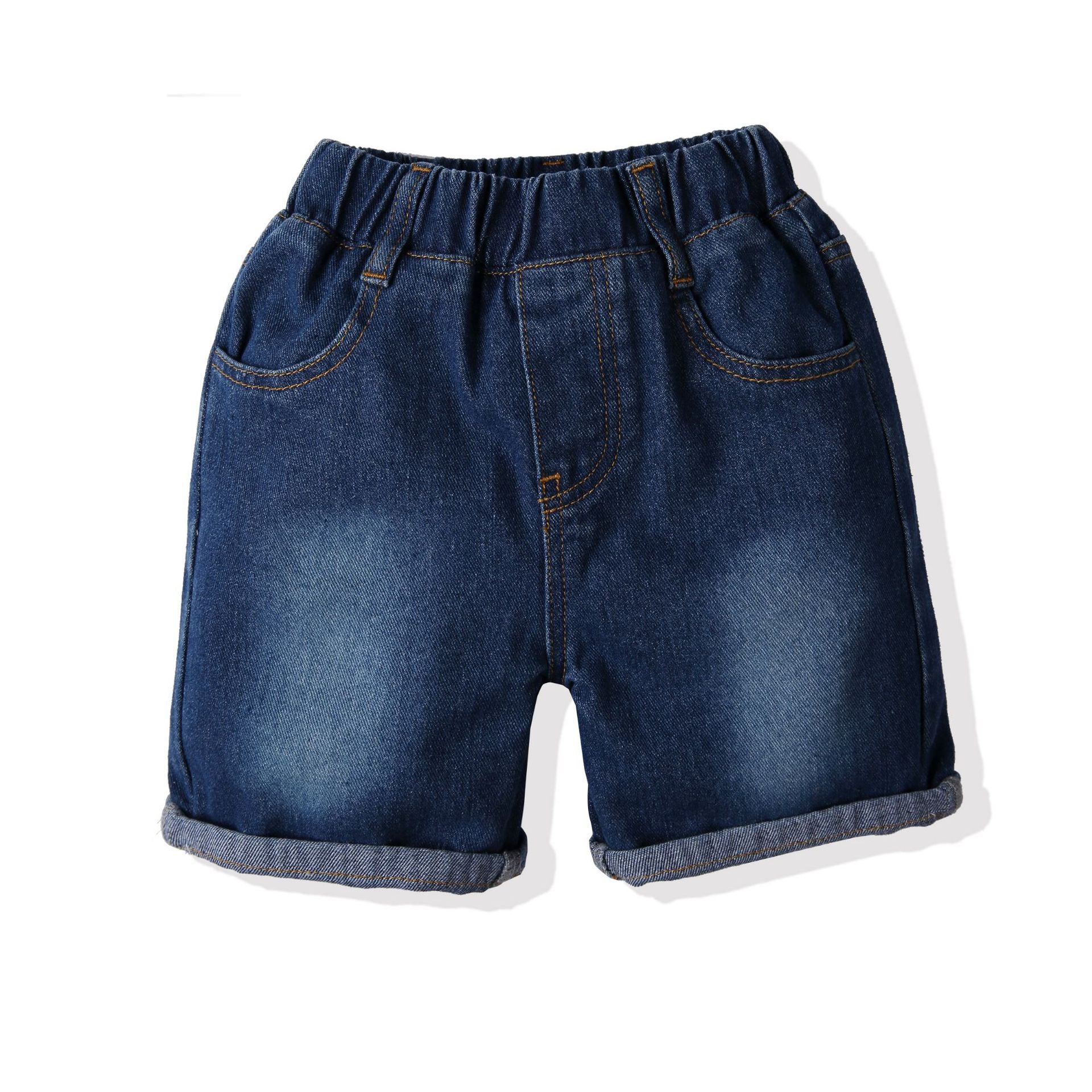 Boys Blue Conversational Printed Pure Cotton Shirt with Shorts
