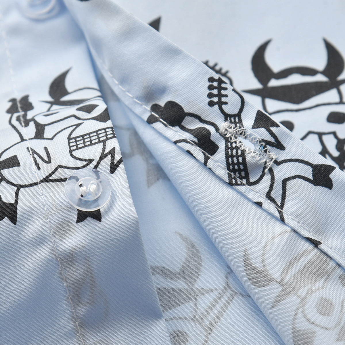Boys Blue Conversational Printed Pure Cotton Shirt with Shorts