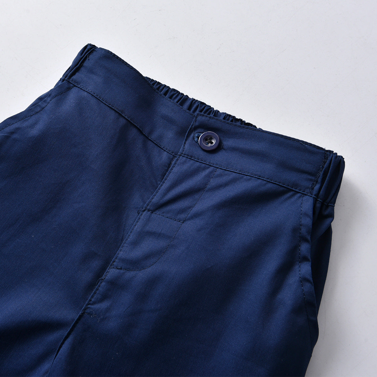 Boys Blue Striped Shirt Collar Shirt & Shorts With Suspenders