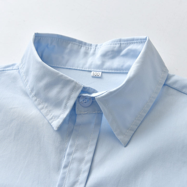 Boys Blue & White Striped Shirt With Shorts